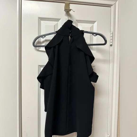 Black TopShop Halter Neck Ruffled Blouse size 4 - Picture 4 of 4